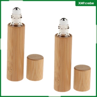 paquete de 2 botellas de rodillo de aceite esencial de bambú natural, portátil, 10 ml (5)