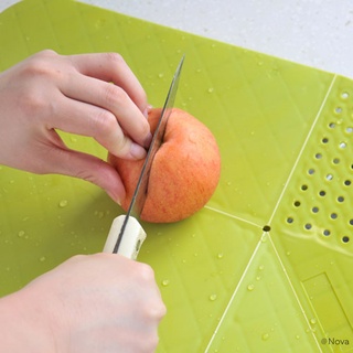 Multifunción plegable enjuague Chop tabla de verduras fruta tabla de cortar colador tabla de cortar multifuncional herramienta de cocina verde (9)