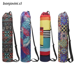 bo.cl 1pc Yoga Mat Bag Carry Durable Canvas Floral Printed Yoga Backpack Adjustable Strap