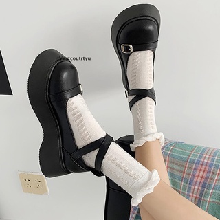 [Vasttrtyu] Womens Mary Jane Flats Lolita Cosplay Dress Pump Shoes Cross Strap Platform Shoe . (1)