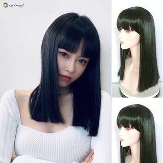 [COD] Wig Human Hair Original 45cm Women Long Black Straight Hair Wig Smooth Convenient Fashionable Wig for Women Human Hair