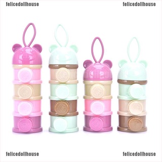[Felice] 3/4 capas bebé oso estilo portátil bebé caja de almacenamiento de alimentos bebé leche caja de alimentos