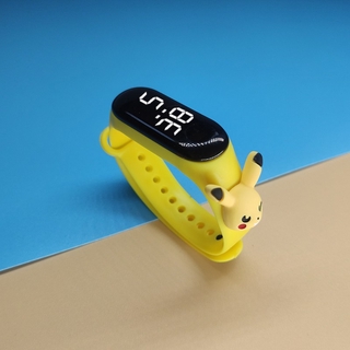 [disponible en inventario] reloj led digital de dibujos animados para niños pikachu mickey doraemon niños banda de silicona (5)