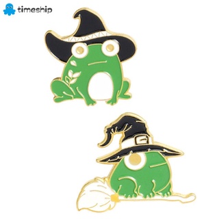 TIMESHIP Fashion Frog Wizard Hat Shape Bags Clothes Caps Animal Frog Enamel Pin Frog Shape Paint Brooch Women New Creative Outdoor Frog Lapel Pins