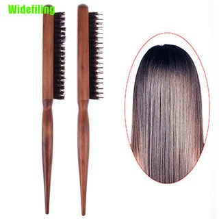 [F] 1X peine de cerdas de jabalí esponjoso mango de madera cepillo de pelo peluquero herramienta de peinado