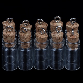 Wendcrzy 10Pcs Mini Glass Bottles Small Vials Cork Glass Jars Multi Usage Cork Wish Glass CL (1)