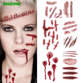 [kouyi] 6 pzs calcomanías para tatuajes de Halloween con heridas sangrientas para Halloween decoración GLS