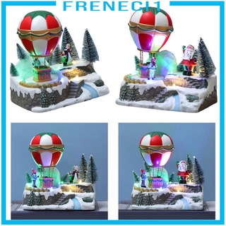 [FRENECI1] Decoración de navidad invierno brillante país de las maravillas nieve Mini globo de aire caliente miniatura luces LED juguete música escena regalos casa Pack Base para niños