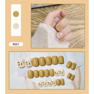 24pcs Hit Color Uñas Postizas 40 Estilos Lindo Estilo Verano Falsas Jalea Dedo Manicura Decoración De Con Pegamento (2)