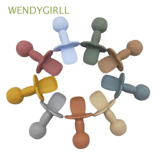 WENDYGIRLL New Silicone Baby Tableware Short Handle Fork Spoons Self Feeding Non-Slip Utensils Learn To Eat Set Soft Baby Training