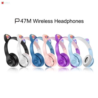 Wireless Bluetooth Headset LED Light Cat Ear Foldable Bluetooth 5.0 Game Headphones (1)