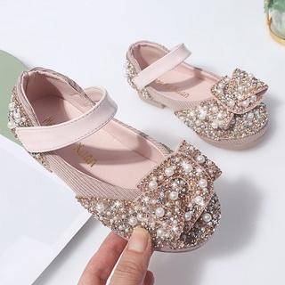 Zapatos de cuero para niñas2021Otoño nuevo Diamante de imitación de los zapatos de princesa de los niños de moda coreana suave inferior bebé bombas zapatos de rendimiento (1)
