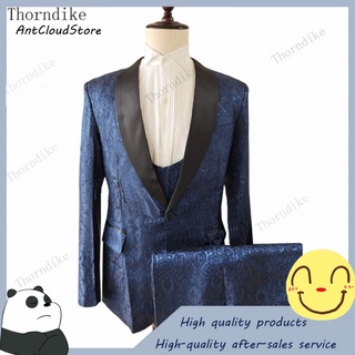 Thorndike nuevo traje de moda de los hombres formal de negocios delgado traje Terno homens novio esmoquin traje de boda de los hombres conjuntos (blazer+pan