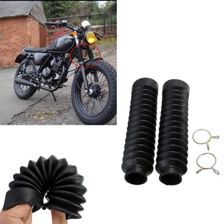 ♡SP_ Black Universal Motorcycle Rubber Front Fork Cover Dust Gaiters Boots♡ (2)