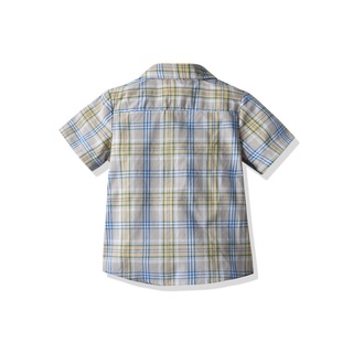 Camisa de verano respirable para niños pequeños de moda, impresión creativa/estriado/placa manga corta solapa de un solo pecho (9)