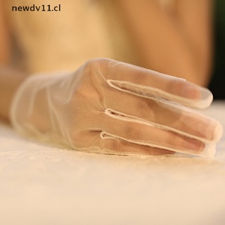 newd guantes de novia de boda blanco pequeño crisantemo corto malla guantes de encaje cl