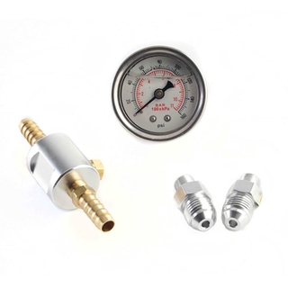 Universal 1/8 NPT medidor de presión de combustible relleno líquido pulido caso 0-160 psi y kit adaptador para sistemas de inyección de combustible
