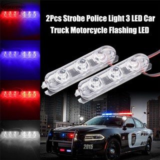 re 2 pzas luz estroboscópica de policía 3 led para coche/camión/motocicleta/advertencia de emergencia/detención trasera/parada de freno/lámpara (3)