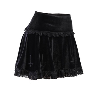 moda goth oscuro centro comercial gótico estético terciopelo plisado mini faldas de las mujeres vintage harajuku emo alt ropa de encaje volantes falda (7)