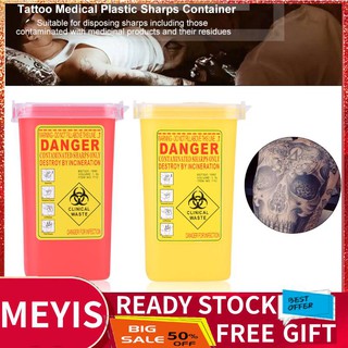 meyishop contenedor 1l aguja de plástico eliminación médica tatuaje biohazard sharps tamaño de los residuos