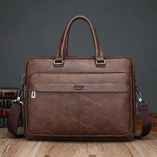 Alta calidad de los hombres maletín bolsa de oficina de trabajo de cuero bolsas de hombro de 14 pulgadas portátil de viaje bolso