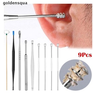 [goldensqua] 9 piezas set de limpieza de picos de oreja herramienta de cuidado de la salud removedor de cera de oreja kit de curette [goldensqua] (1)