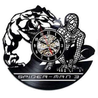Nuevo acrílico Iron Man Spiderman silencioso reloj y Retro nostálgico reloj de moda personalidad creativa Simple moderno registro de vinilo LED reloj de pared