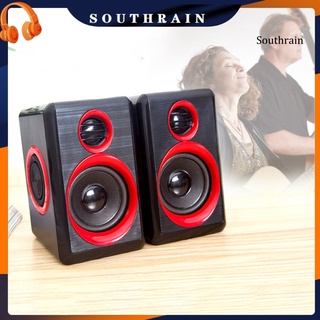 southrain 1 par de altavoces con cable usb estéreo sonido envolvente multimedia para pc/laptop