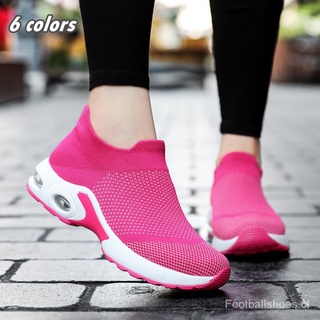 Women's Sneakers Fashion Breathable Walking Shoes Sport Slip-on Air Cushion Lightweight Socks Shoes Solid Color Zs8P