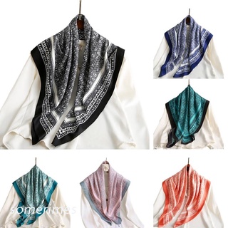 Tiempo 90x90cm Moda Impresión Bufanda Mujer Satén Hiyab De Lujo Cuadrado Chal Diadema