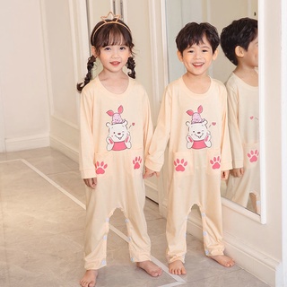 Traje para niños Murah estilo japonés de manga larga pijamas de dibujos animados impreso O-cuello camisón transpirable Unisex para niños y niñas algodón dormir ropa