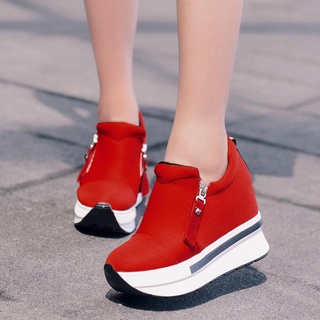las mujeres cuñas botas de plataforma zapatos de deslizamiento en botas de tobillo de moda casual zapatos