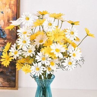 margarita blanca flores artificiales largo ramo de rama para el hogar de la boda jardín decoración de bricolaje nupcial seda falsa flor accesorios (1)