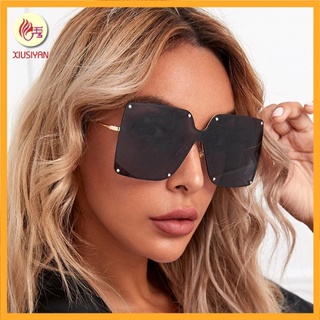 nuevo estilo de metal de marco grande de una sola pieza gafas de sol de las mujeres de moda jalea color gafas de sol cuadrado océano lente gafas