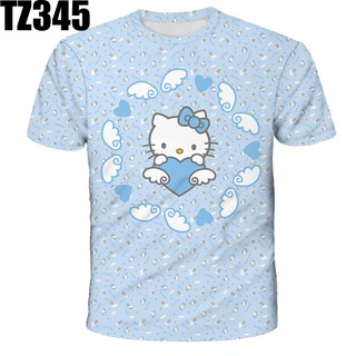 Children's short sleeve printed Hello Kitty 3D-printed De manga corta T-shirt with half sleeve cartoon 3D printed pattern Hello Kitty cute fashion top for boys and girls