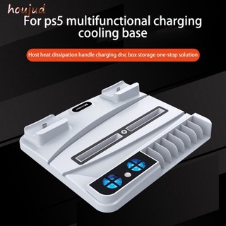 houjud For PS5 Multi-function Game Controller Cooling Base Gamepad Dual-Charge Game Disc Holder Charging Station For PS5 CD-ROM/Digital houjud