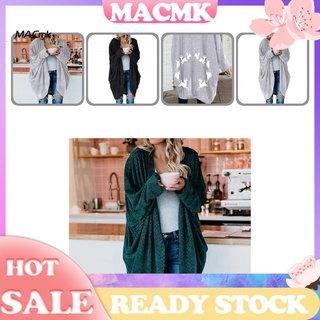 <MACmk> Suéter táctil para la piel, cárdigan drapeado, bolsillos grandes, señora, punto, chaqueta de punto, ropa de abrigo de longitud media