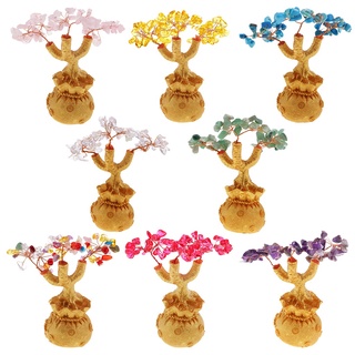Feng Shui Bring Wealth Luck Tree Crystal Money Tree Purse Yellow