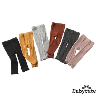 B-bkids niñas Color sólido alta cintura elástica volantes Leggings pantalones largos, 6 meses-4 años