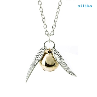 [silika] Harry Potter and The Deathly Hallows Gold Snitch Pendant Necklace Unisex Jewelry (1)