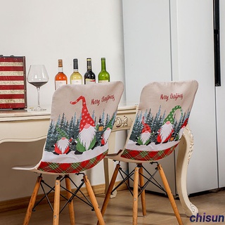 Cubierta De La Silla De Navidad Rojo Y Verde Celosía Rudolph Impresión Mesa Restaurante Decoración chisun