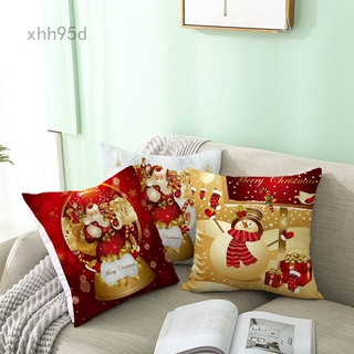funda de almohada de navidad dorada de dibujos animados de santa claus serie de oficina sofá cojín funda de almohada