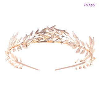 foxyy Leaf Crown Bride Headband Leaves Luxury Gold Bridal Wedding Headwear Fashion Vintage Princess Baroque Style Headdress Tiara Gifts Hair Accessories (1)
