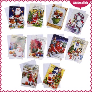 10 Pieces Gift Cards Paper Christmas Cards with 10 Envelopes