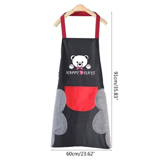 clcz delantal de cocina para mujer con bolsillos de toalla de mano lindo oso colgante cuello impermeable