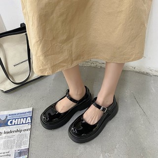 ✗Jk zapatos de uniforme femenino estilo universitario japonés Mary Jane zapatos netos rojos individuales zapatos británicos de fondo grueso lolita pequeños zapatos de cuero sección delgada