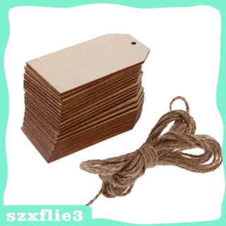 [SHASHA] 50 piezas de madera en blanco para colgar etiquetas decoración con cuerda