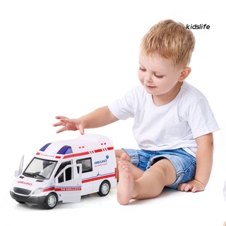Niños Mini simulación puertas abiertas luz efectos de sonido ABS ambulancia policía tire hacia atrás coche juguete para niños
