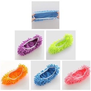 2x zapatillas de fregona perezoso piso pie calcetines zapatos pulido limpieza polvo (3)