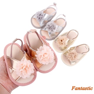 Walkers [b]sandalias para bebés/niñas con flor/suela suave/zapatos planos de verano antideslizantes/primeros pasos para bebés (4)